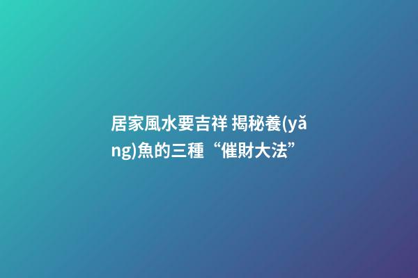 居家風水要吉祥 揭秘養(yǎng)魚的三種“催財大法”